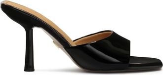 Kazar Zwart gelakte teenslippers met vierkante neus - Dames - Muiltjes - Zwart - 38 EU - Leer - Schoenen