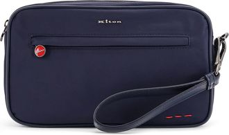 Kiton Nylon Clutch Bag With Iconic Logo Embroidery