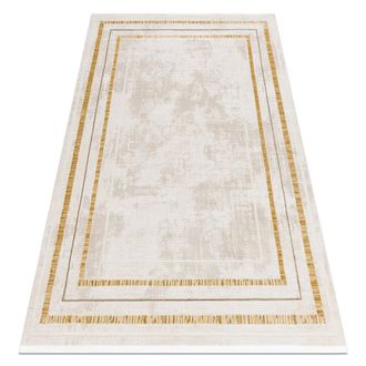RugsX Tappeto Moderno Duke 51523 Panna / Oro - Cornice Strutturata, Molto Morbida, Frange Beige 200x290 Cm