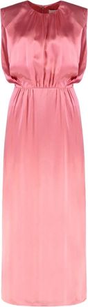 Yves Salomon Satijnen Jurk met Decoratieve Plooien - Dames - Casual kleedjes - Roze - M - Satijn - Kleedjes
