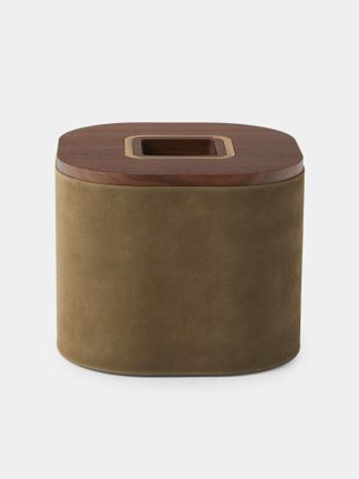 Riviere Dama Walnut and Suede Tissue Box