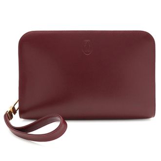 Cartier Bordeaux Red Color Leather Clutch Bag (Pre-Owned)