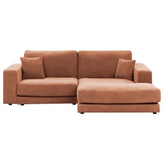 Beliani Beliani - Sof&aacute; Esquinero Estilo Minimalista Tapizado En Tela Con Cojines Adicionales 3 Plazas Rojo Izquierdo Lofoten