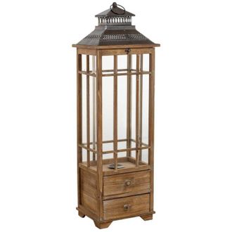 Wanderlust Deco Farol De Madera Marr&oacute;n 31x25.5x99h Cm