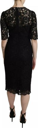 Dolce & Gabbana Black Floral Lace Sheath Knee Length Womens Dress