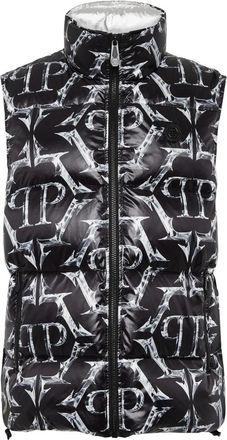 Philipp Plein Nylon Puffer Vest Chrome - Heren - Bodywarmers - Zwart - 2XL - Nylon - Jassen