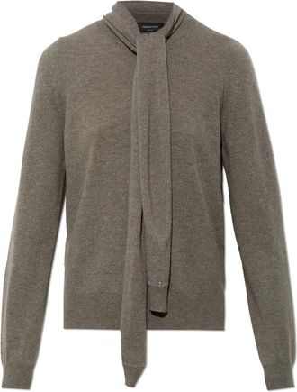 Fabiana Filippi Sweater Met Afneembare Sjaal - Dames - Truien - Grijs - Maat: XS Zijde