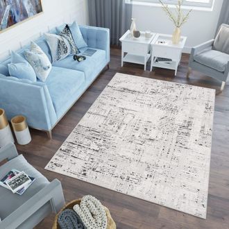 Tapiso Alfombra de polipropileno en crema y negro 80x150 cm