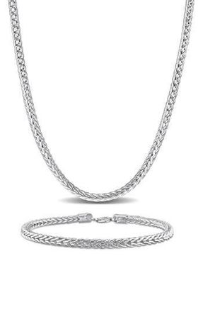 Delmar 4.2mm Foxtail Chain Necklace & Bracelet Set in Silver at Nordstrom Rack