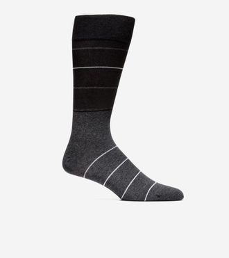 Cole Haan Mens Color Block Stripe Dress Crew Socks - Black