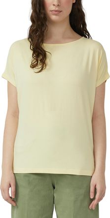 s.Oliver T-Shirt S.OLIVER, Damen, Gr. 36, butter gelb, Jersey, Obermaterial: 95% Viskose, 5% Elasthan, regular fit taillenbedeckt, Rundhals, Shirts T-Shirt, mi