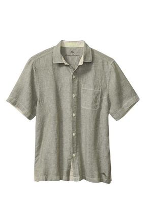 Tommy Bahama Paradise Breezer Short Sleeve Linen Button-Up Shirt in Tea Leaf at Nordstrom, Size X-Large