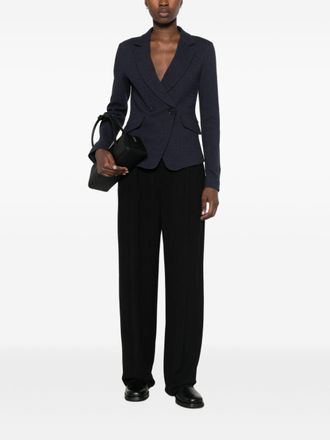 Emporio Armani Textured Cotton Blazer - Navy