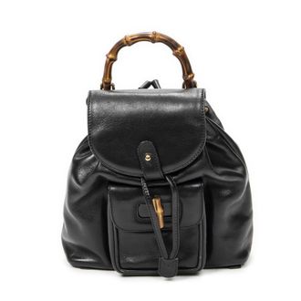 Gucci Pre-owned Womens Mini Bamboo Backpack - Black - One Size