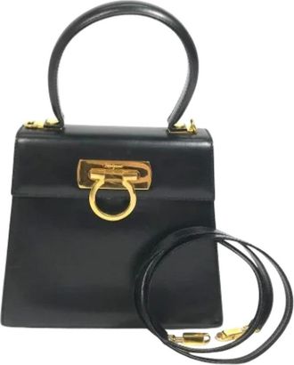 Ferragamo Tweedehands leren handtassen - Dames - Vintage Handtas - Zwart - ONE Size - Leer - Vintage