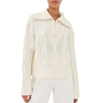 Sablyn Esme Half Zip Cable Sweater In Gardenia