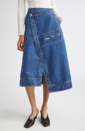 3.1 Phillip Lim Asymmetric Denim Wrap Skirt in Indigo at Nordstrom, Size 4