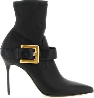 Balmain Anthem Enkellaarzen - Dames - Laarzen met Hak - Zwart - 35 1/2 EU - Leer - Schoenen