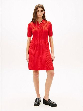 Tommy Hilfiger Vestido corto tipo polo de punto trenzado