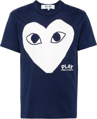 Comme Des Garçons Navy Blue Crewneck Printed T-Shirt