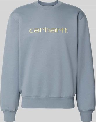 Carhartt Work in Progress Sweatshirt mit Label-Stitching in Bleu, Gr&ouml;&szlig;e XL