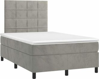 vidaXL Vidaxl - Cama Box Spring Colch&oacute;n Y Led Terciopelo Gris Claro 120x200 Cm