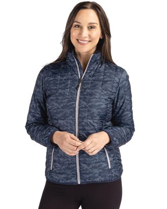 Cutter & Buck Rainier PrimaLoft Womens Eco Insulated Full Zip Printed Puffer Jacket