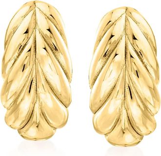 Ross-Simons Italian 18kt Gold Over Sterling Leaf Earrings