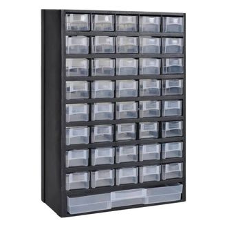 Berkfield Home 41-Drawer Storage Cabinet Tool Box 2 pcs Plastic in Black