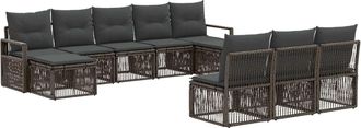 vidaXL Conjunto De Sof&aacute;s De Jard&iacute;n 10 Uds. Gris Rat&aacute;n Sint&eacute;tico Vidaxl
