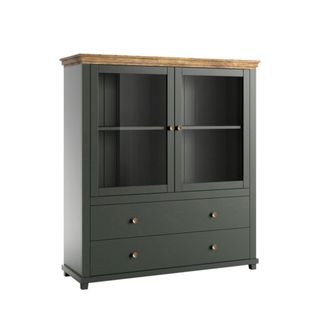 Petits Meubles Vajillero 2 puertas y 2 cajones paneles de aglomerado verde y madera