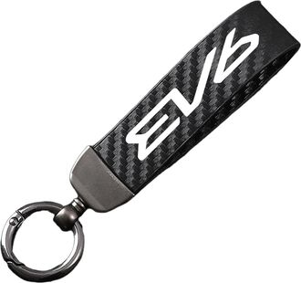 Generic Carbon Fiber Leather Car Keychain for fit KIA Ev6, Keyring 360&deg;Rotatable Swivel Anti-Lost D-Ring,Black-12.5cm