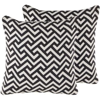Beliani Conjunto De 2 Cojines Decorativos Blanco Y Negro Algod&oacute;n 45 X 45 Cm Fundas Extra&iacute;bles Relleno De Poli&eacute;ster Salizar