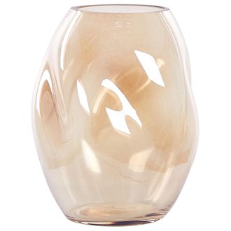 Beliani Florero De Vidrio Naranja 20 Cm Jarr&oacute;n Sobremesa Moderno Decoraci&oacute;n Gerakini