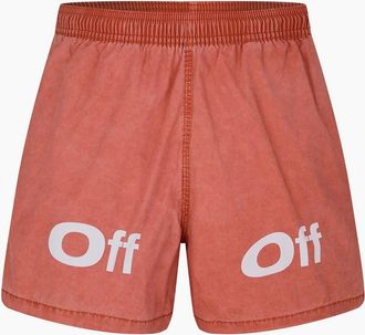 Off-white Mens Bounce Lettering Elasticated Waistband Swim Short - Orange - Size: 26/27/28