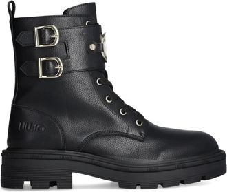 Liu Jo buckle lace-up boots - women - Leather/Leather/Rubber - 40 - Black