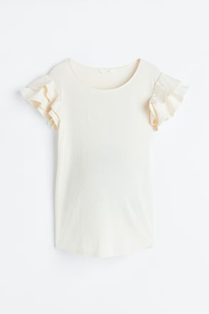 H&M MAMA Shirt mit Fl&uuml;gel&auml;rmeln - White