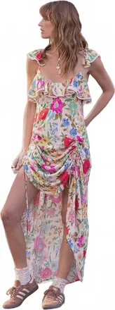 SPELL Valley Of The Dolls Strappy Gown In Opal