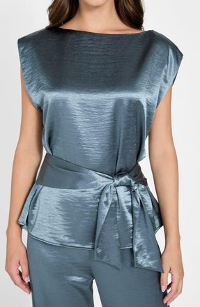 Guess Mara Satin Top in Squall Sea at Nordstrom, Size X-Large