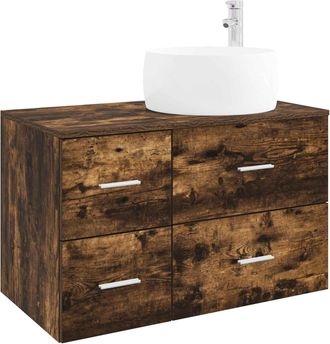 vidaXL Juego De Muebles De Ba&ntilde;o 2 Uds. Roble Ahumado Vidaxl