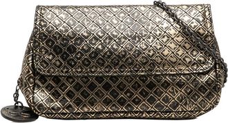 Bottega Veneta Pre-owned Bottega Veneta Metallic Calfskin Intrecciomirage Chain Flap Crossbody BMKQJQJXVVOHKZ4K