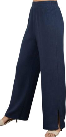 La Made Breezy Gauze Pant With Side Slit In Dark Night
