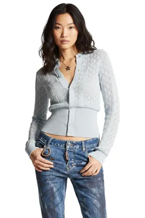 Dsquared2 Sky Blue Knitted V Neck Cardigan