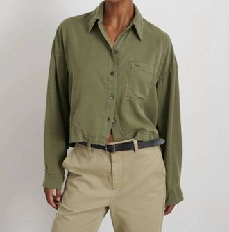 Alex Mill Gemma Button Down Lyocell Shirt In Faded Olive