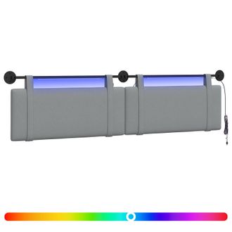 vidaXL Cabecero Colgante Con Luz Led Gris Claro Tela Vidaxl