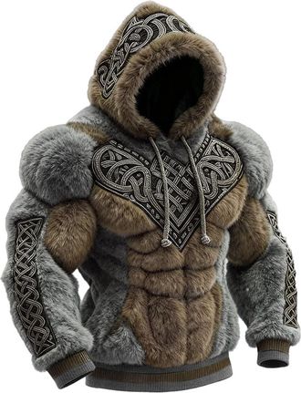 Generic Mens Ugly Christmas Sweatshirt Hoodies Soft Plush, Muscle Pattern Flannel Fuzzy Sherpa Warm Pullovers Ribbed Cuff Funny Novelty Fashion Holiday Partie