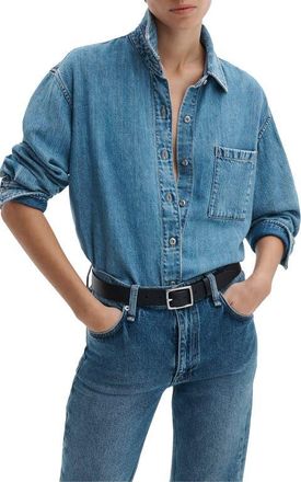 Rag & Bone Connie Featherweight Denim Button-Up Shirt in Everglade at Nordstrom, Size X-Large