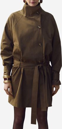 Mango Funnel Neck Belted Trench Coat in Medium Brown at Nordstrom, Size Xx-Small