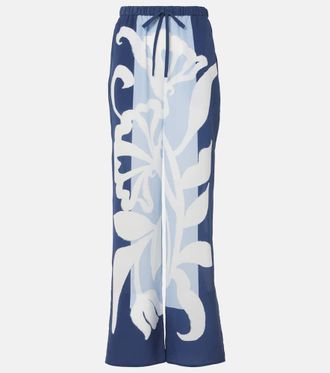 Sir. Sorrento printed silk satin wide-leg pants