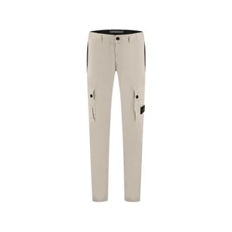Stone Island Pantalones Cargo de Sarga Rota - Trousers - Hombre - Beige - W32